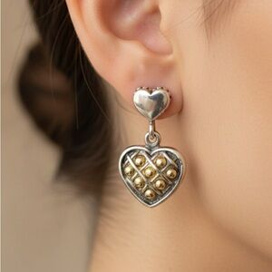 Lagos Caviar Sterling Silver & 18 Kt Gold Two Tone Heart Drop Earrings